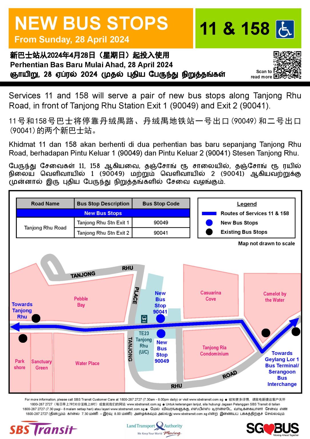 Sbs Transit Poster For New Bus Stops At Tanjong Rhu Mrt Station Land