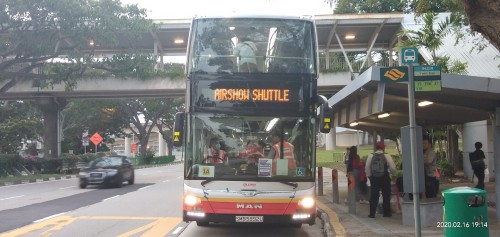 SMRT has deployed MAN A95 double decker buses on Airshow Shuttle for the first time. They were 6 double deckers picking up and drop off visitors from the Singapore Airshow 2020.