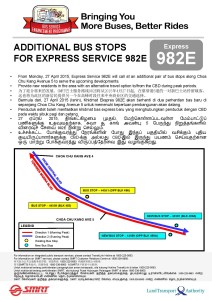 Additional Stops for Service 982E from April 2015