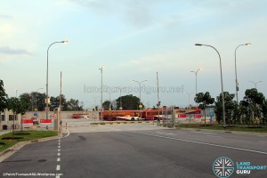 Changi Bus Park entrance, with access road linking to Upper Changi Road East