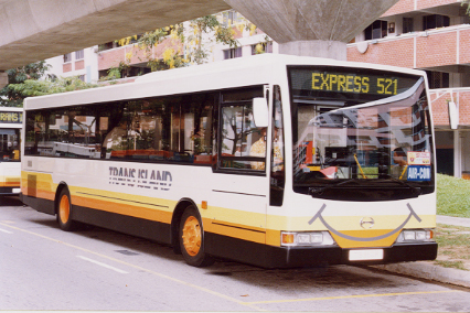 A TIBS Volgren-boded Hino bus at Bukit Panjang Bus Terminal along Petir Road