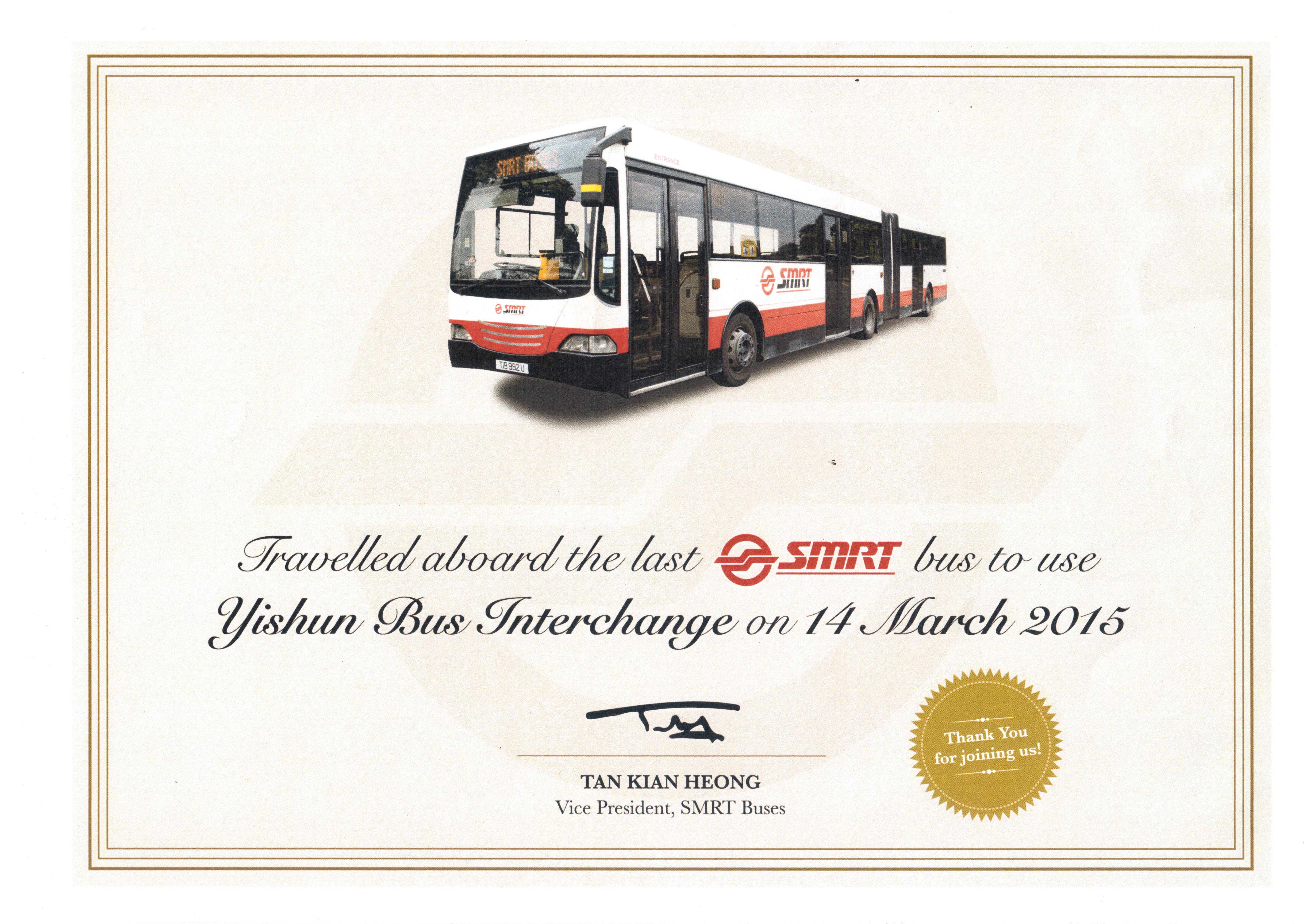 Now you can own your own Yishun last bus certificate! (Click for larger image)