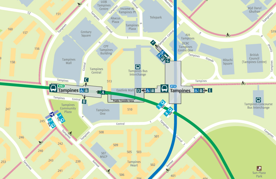 Map of Tampines MRT Station