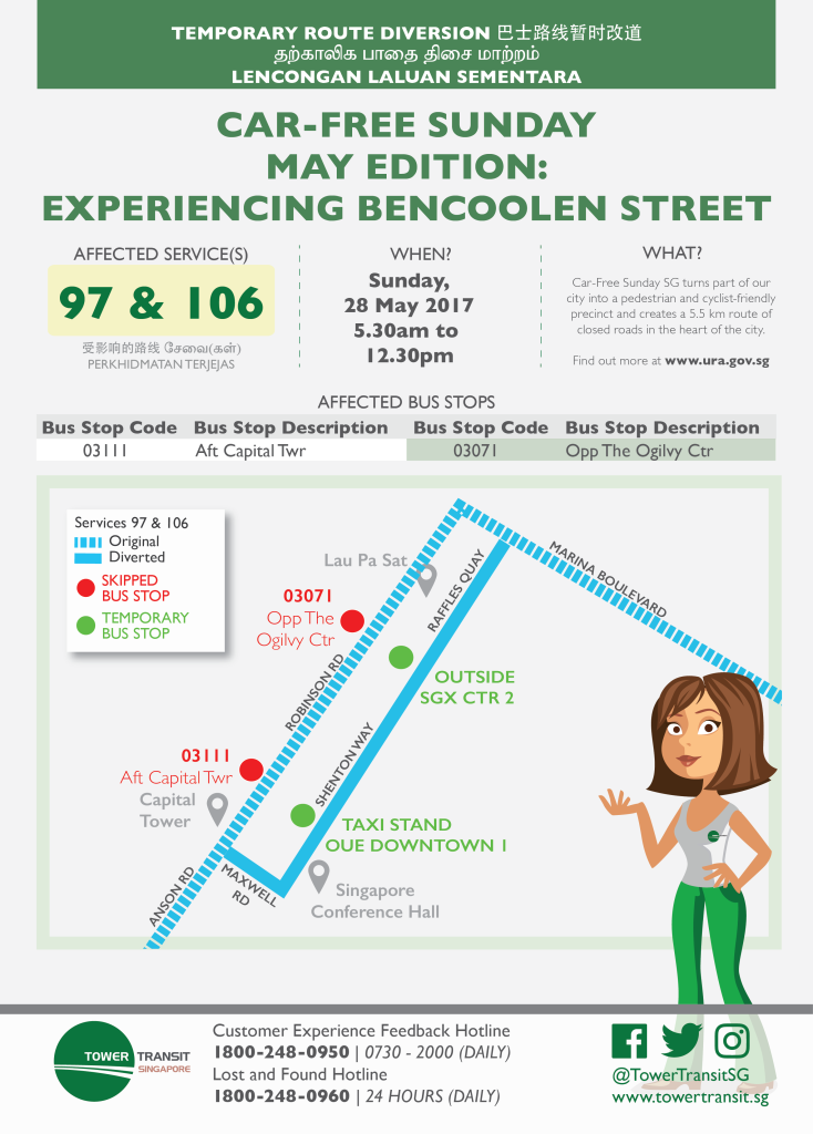 Car-Free Sunday (May 2017) Diversion Poster by Tower Transit
