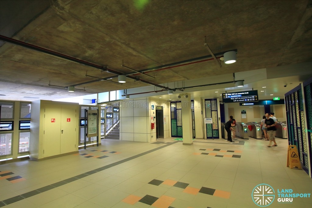 Bukit Panjang LRT Station - Mezzanine Level, with lifts and staircases to platforms above