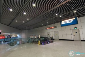 Dhoby Ghaut MRT Station - CCL Transfer Linkway - Escalators leading to CCL platform