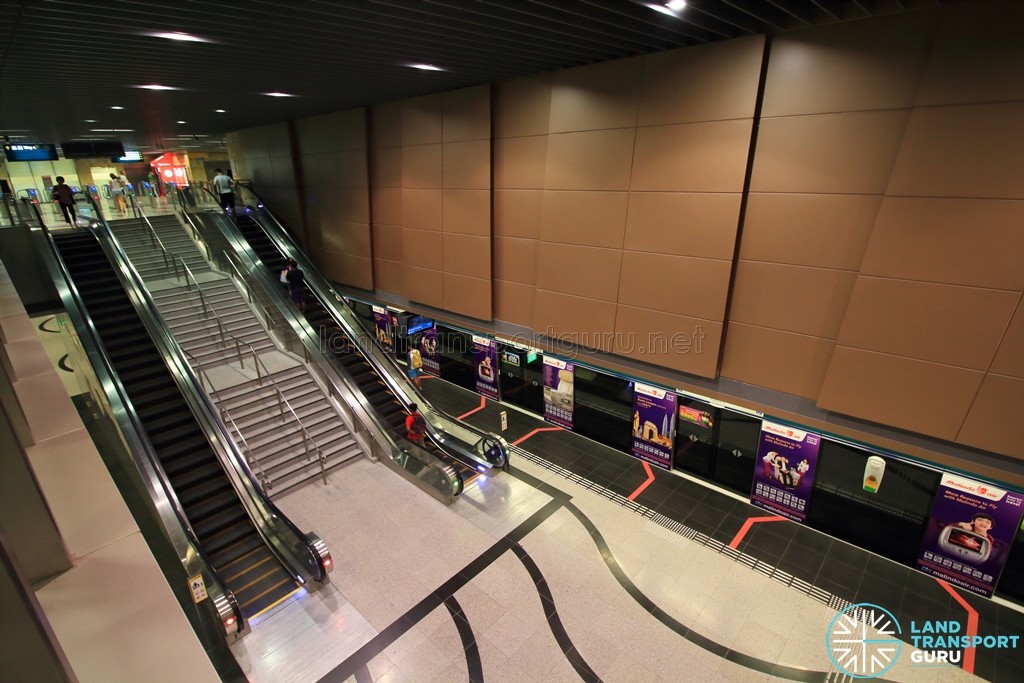 Beauty World MRT Station - Overhead view of platform from concourse level