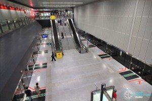 Haw Par Villa MRT Station - Overhead view of platform from concourse level