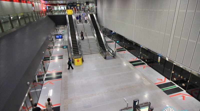 Haw Par Villa MRT Station - Overhead view of platform from concourse level