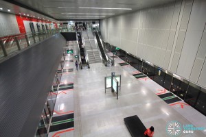 Pasir Panjang MRT Station - Overhead view of platform from concourse level