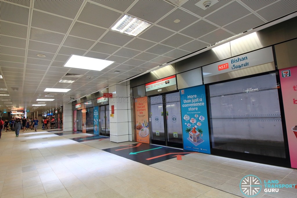 Bishan MRT Station - NSL Platform B , more spacious than Platform A