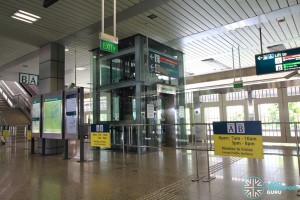 Jurong East MRT Station - Transfer Concourse - Platform A/B barriers. Platforms A/B open only during the peak hours