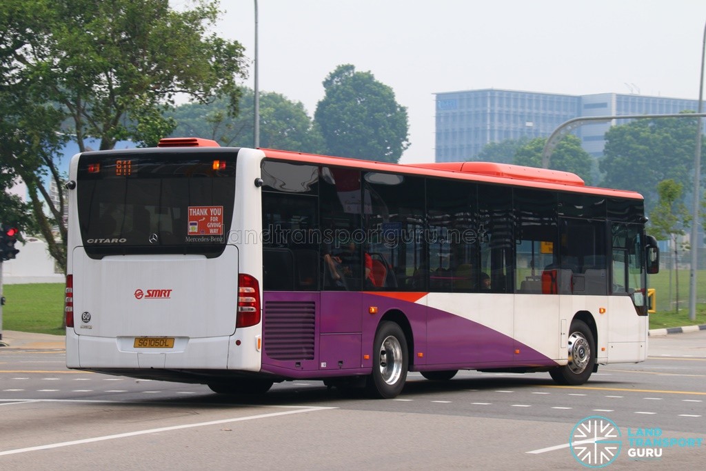 Rear: SG1050L on 811 - SMRT Buses Mercedes-Benz Citaro