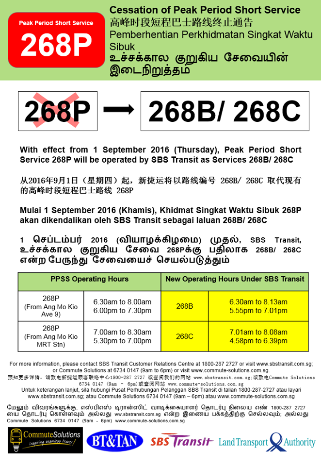 Withdrawal of 268P Poster - Renumbering to Service 268B and 268C