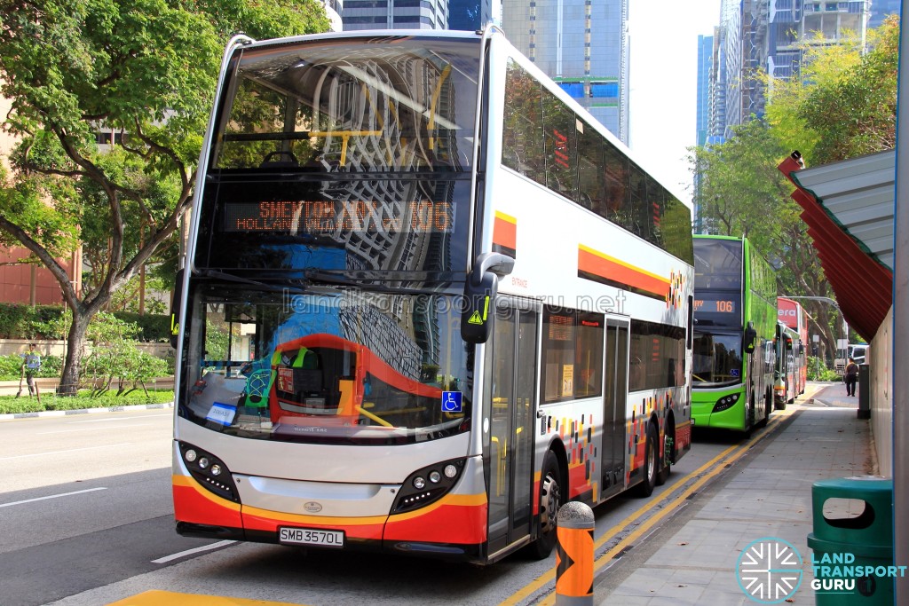 Tower Transit buses on Service 106 bunching