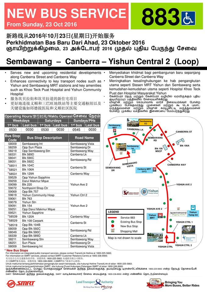 Service 883 Route Poster