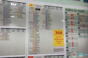 Service 36 information board at Changi Airport
