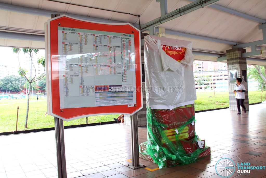 Go-Ahead Singapore Guide Rack at Pasir Ris Bus Interchange, yet to be unwrapped