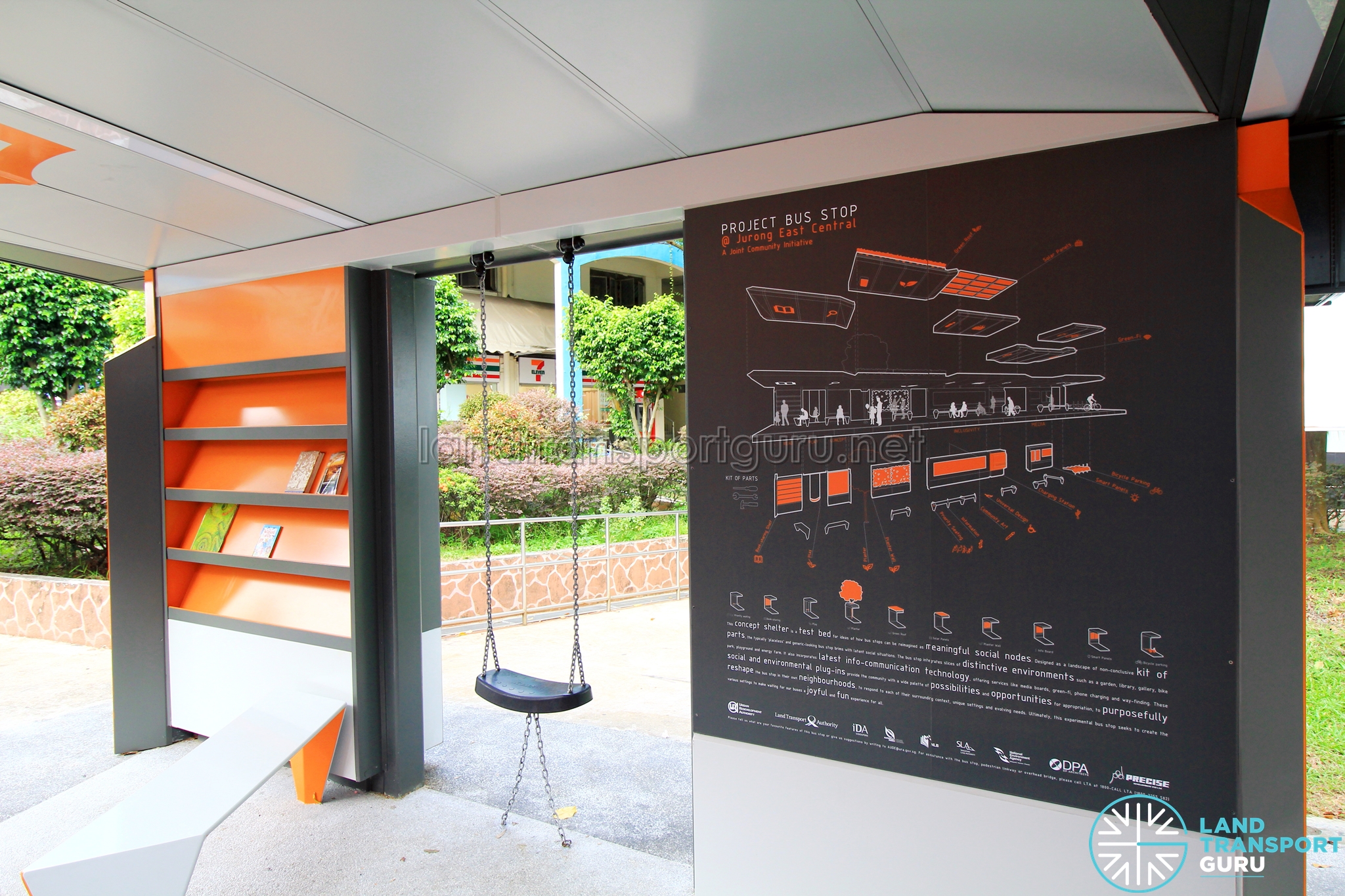 Project Bus Stop - Information Panel, swing and book shelf.