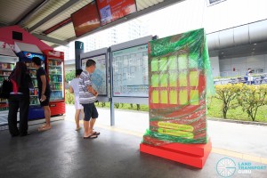 Go-Ahead Singapore Guide Rack at Punggol Temporary Bus Interchange, yet to be unwrapped (Sep 2016)