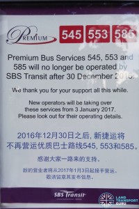 Transfer of Premiums 545, 553 & 585 to Private Bus Operators