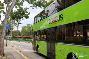 A Volvo B9TL bus with Lush Green Livery