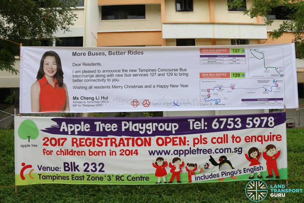 Promotional Banner for New Bus Services 127 & 129 (Featuring Ms Cheng Li Hui)