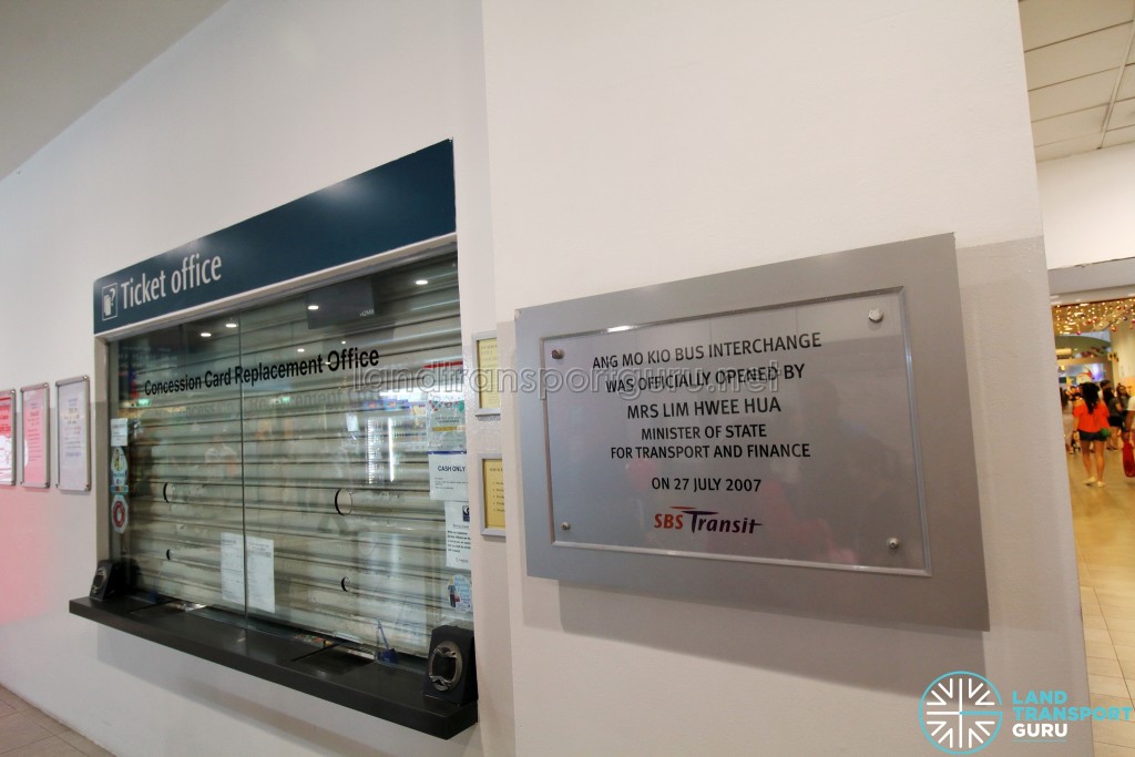 Ang Mo Kio Bus Interchange - Ticket Office and Opening Plaque