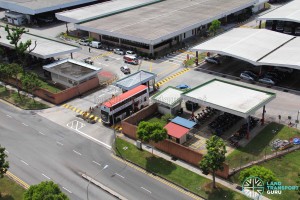 Aerial view of Bukit Batok Bus Depot entrance, with security post, offices, car and motorcycle parking