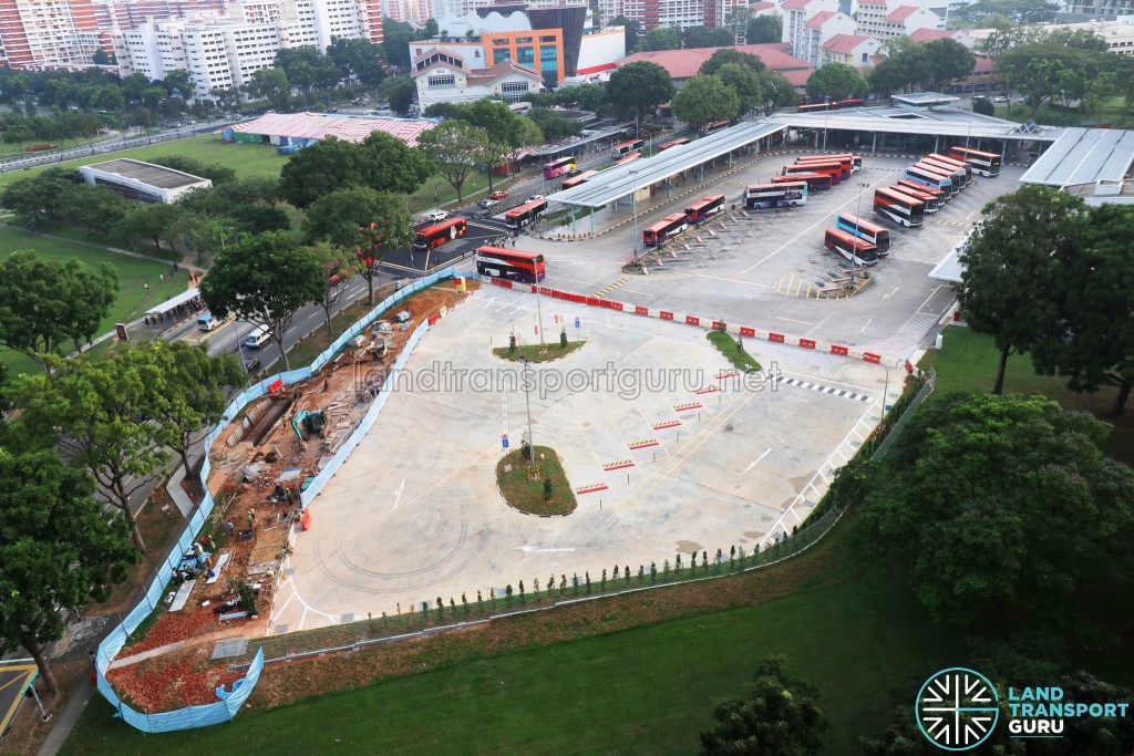Hougang Central Bus Interchange Expansion: Completed expansion days before opening. Additional lots are expected to be painted over the old exit lanes