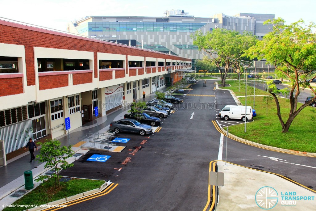 Old Serangoon Bus Interchange in 2014, converted into a Community Hub. Elevated carpark overlooking the former bus park.