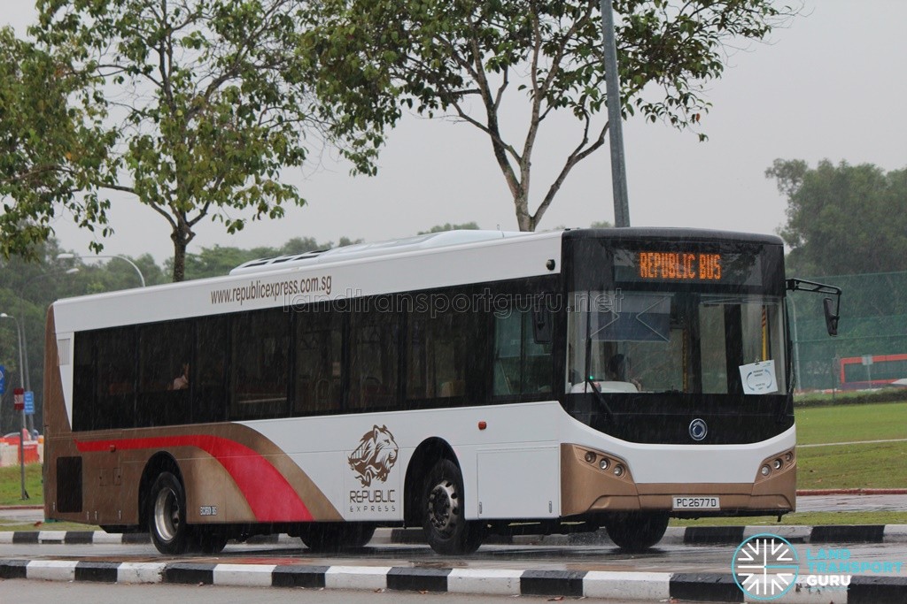 Republic Express -Sunlong SLK6121UF14H Hybrid (PC2677D) - Parkway Parade to Pasir Ris Shuttle