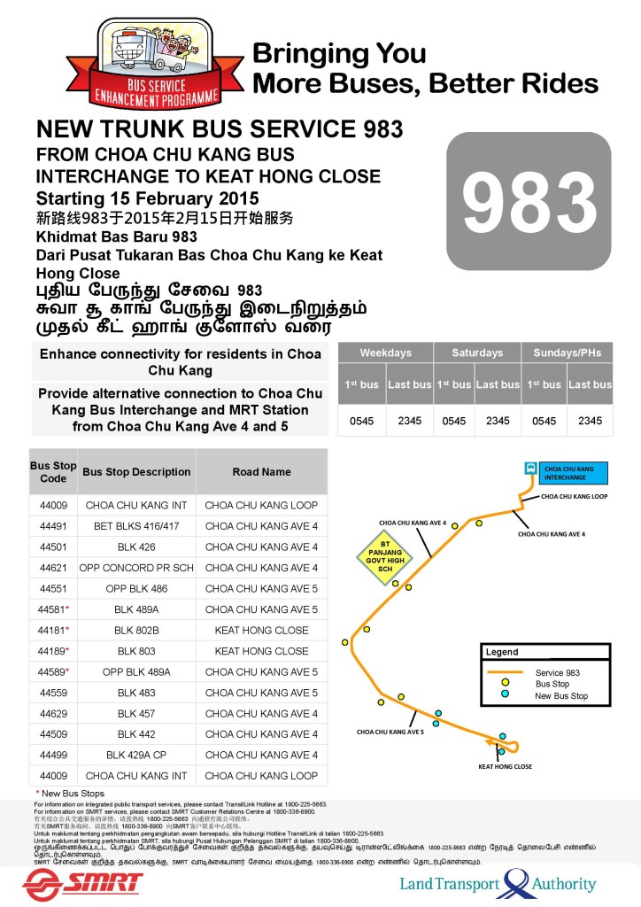 Service 983: Original route introduction poster, later retracted