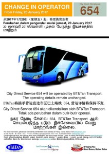 Change of Operator for City Direct 654 from 20 Jan 2017