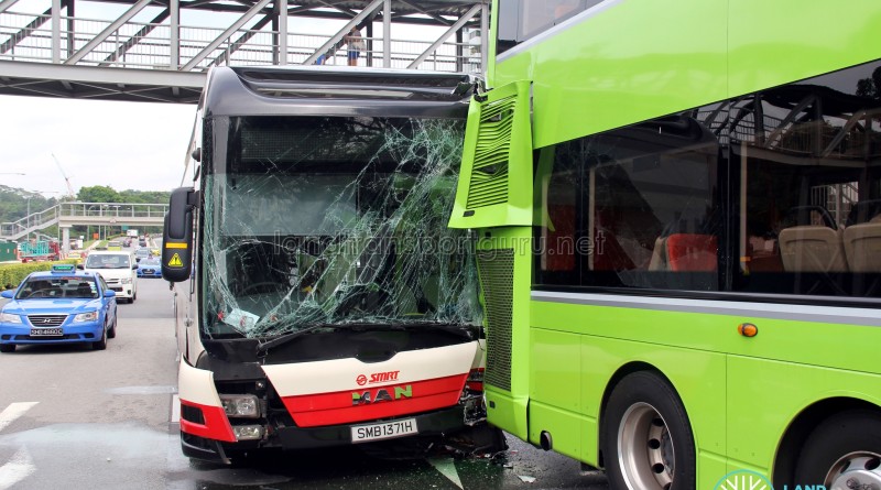 Front view of the damaged SMRT bus