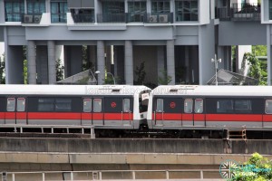 SMRT C151 train sets 027/028 and 037/038 coupled together