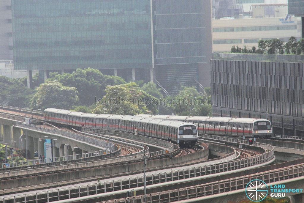 SMRT C151 train sets 027/028 and 037/038 coupled together, heading towards Ulu Pandan Depot