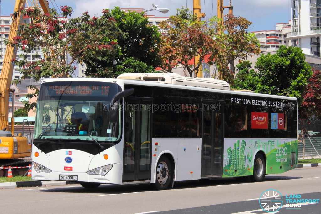 The BYD K9 Fully-Electric Bus (SG4001J) on trial with Go-Ahead, deployed to Service 119