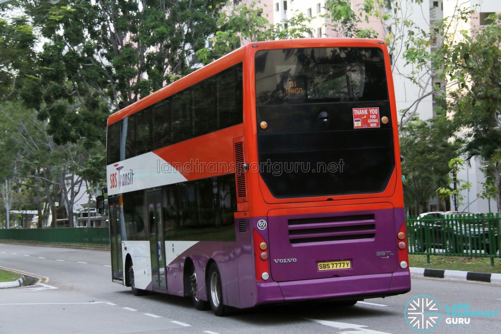 SBS Transit Volvo B9TL Gemilang (SBS7777Y) - Training Bus - Rear