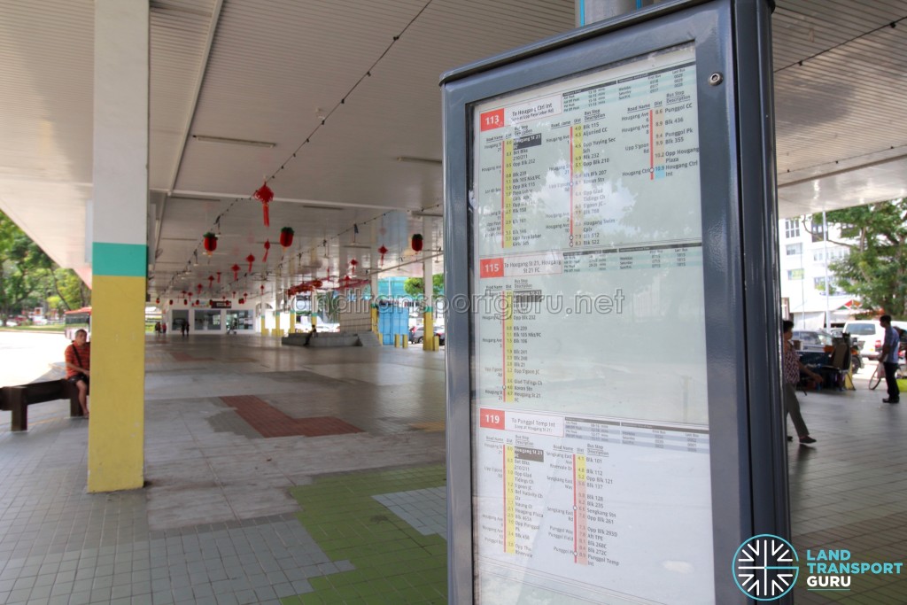 Defunct Hougang South Bus Interchange - Bus stop details