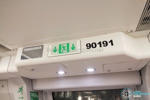 Bombardier MOVIA C951 - Builder plate and train number