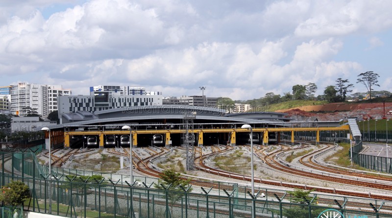 Gali Batu MRT Depot - Overhead view of Train Stabling area