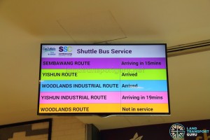 Sembawang Shopping Centre Shuttle - Bus departure timings screen