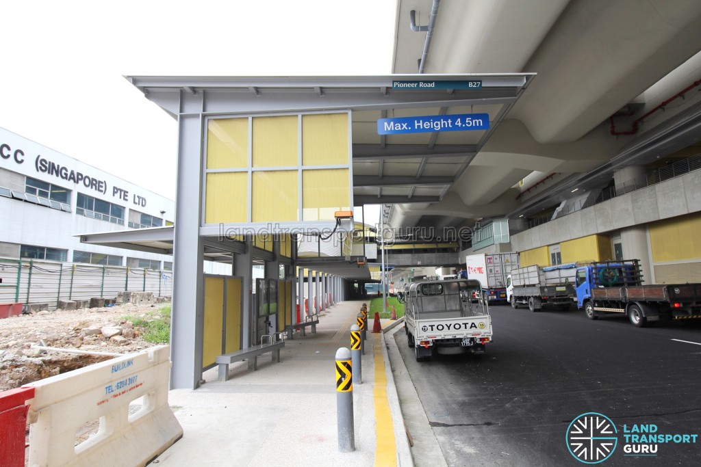 Tuas Crescent MRT Station - Exit B & Bus Stop along Pioneer Road (Eastbound)