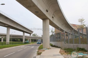 Tuas West Depot - Reception Tracks from Tuas Link MRT Station and overrun tracks on the left
