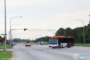 Bus Service 405 performing a U-Turn at Lim Chu Kang Rd / Lorong Rusuk Junction