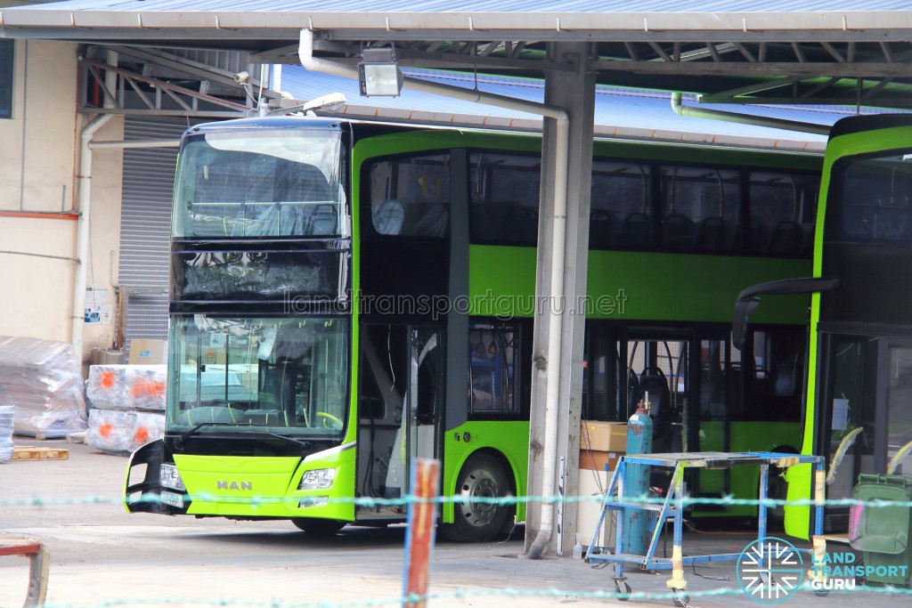 Gemilang Coachworks - Close-up of MAN A95 bus undergoing final assembly, with seat cushions yet to be installed