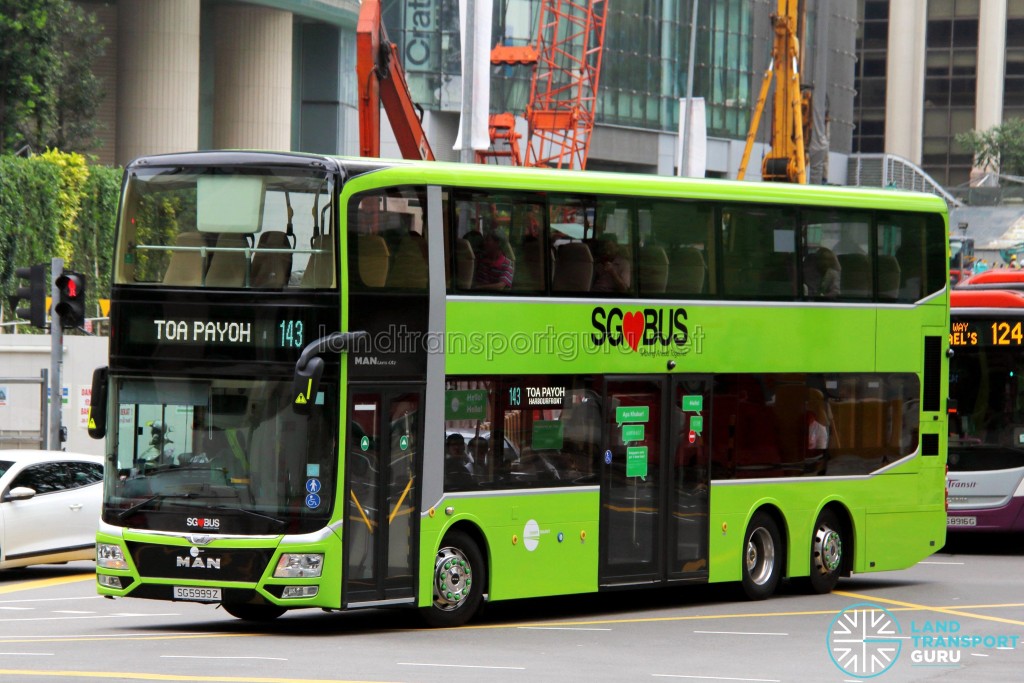 LTA's MAN Lion's City DD L Concept Bus (SG5999Z), operating on Tower Transit Service 143