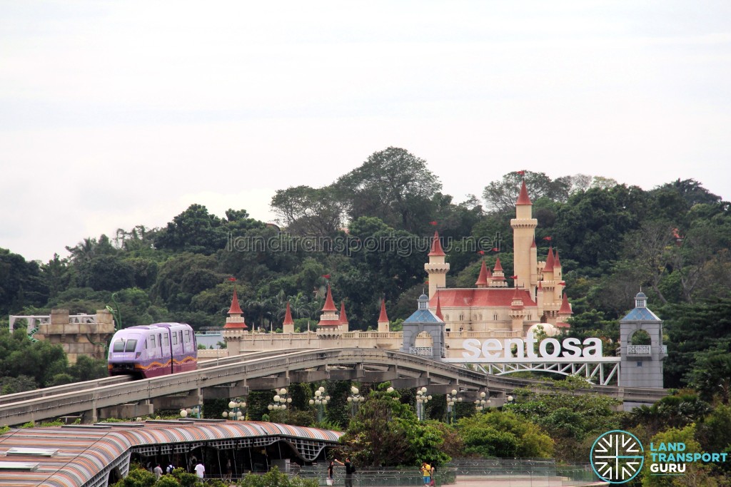 The Sentosa Signboard with the Monorail