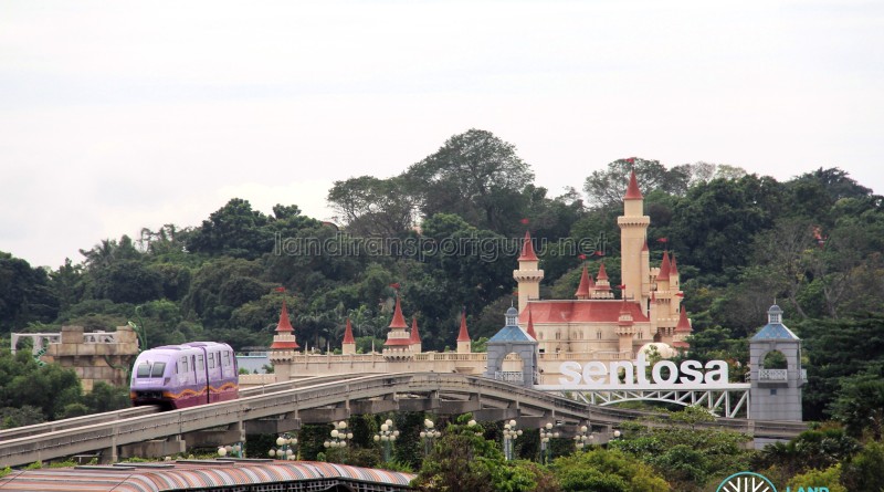 The Sentosa Signboard with the Monorail